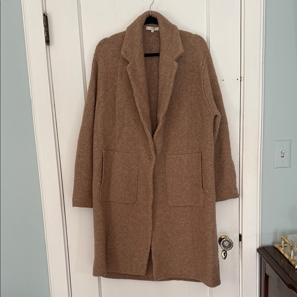 Vince Women's Brown Teddy Sweater Jacket